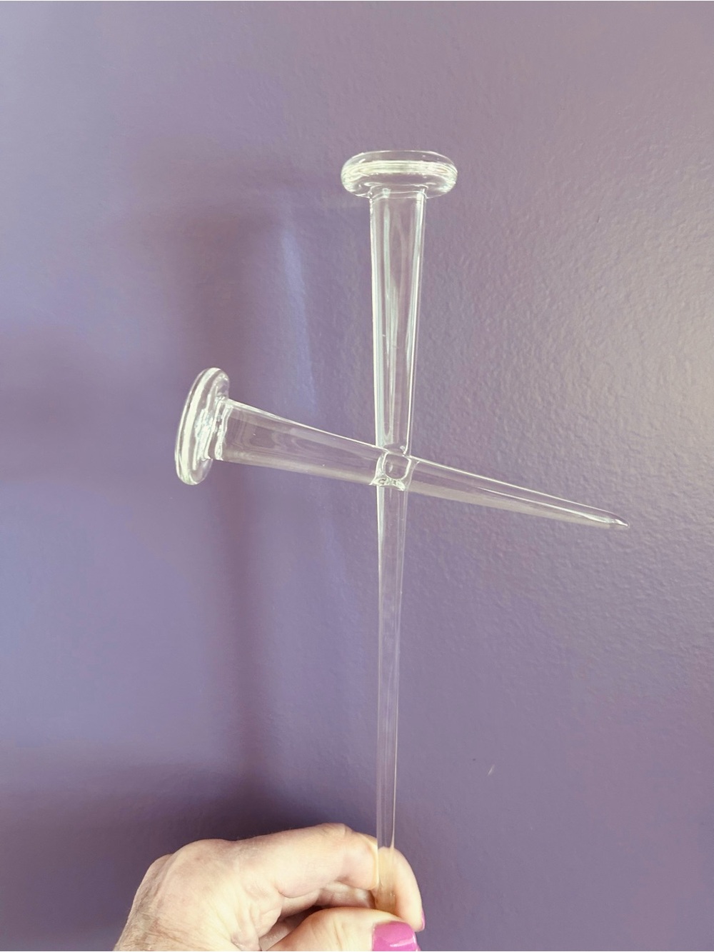 Frabel Studio Glass Cross of Nails Sculpture Hans Godo Fräbel, signed